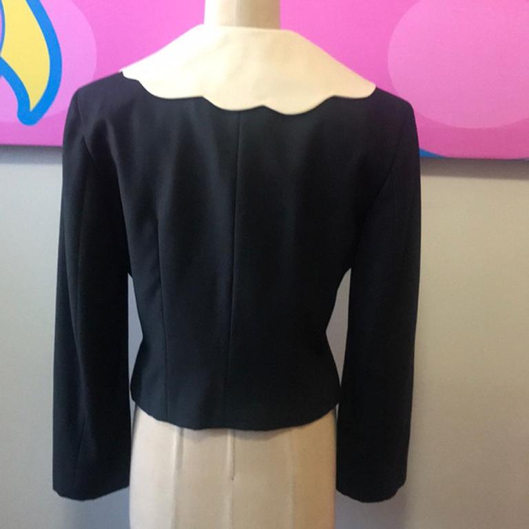Moschino Cheap Chic Black White Wool Heart Jacket For Sale 1