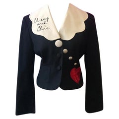 Vintage Moschino Cheap Chic Black White Wool Heart Jacket