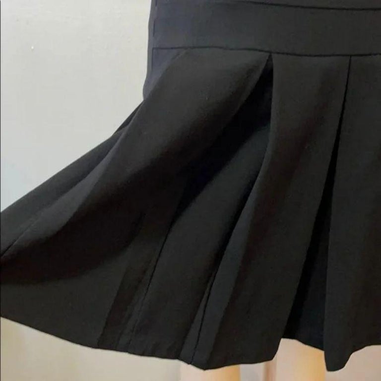 Moschino Cheap and Chic Black Wool Crepe Box Pleat Skirt For Sale at 1stDibs