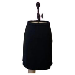 Retro Moschino Cheap & Chic Black Wool Crepe Box Pleat Skirt