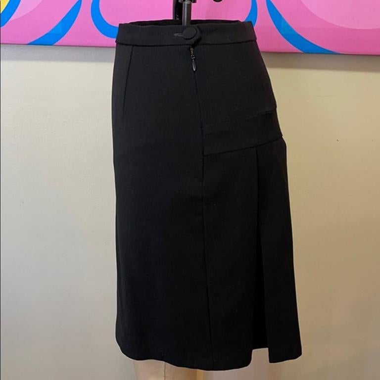 Moschino Cheap & Chic Black Wool Crepe Skirt For Sale 2