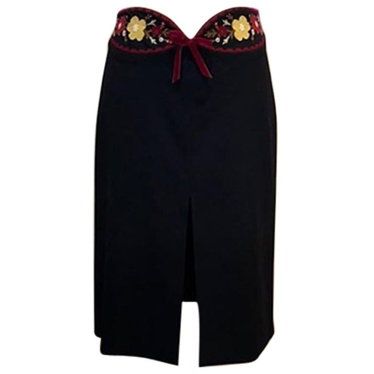 Moschino Cheap & Chic Black Wool Pencil Skirt For Sale