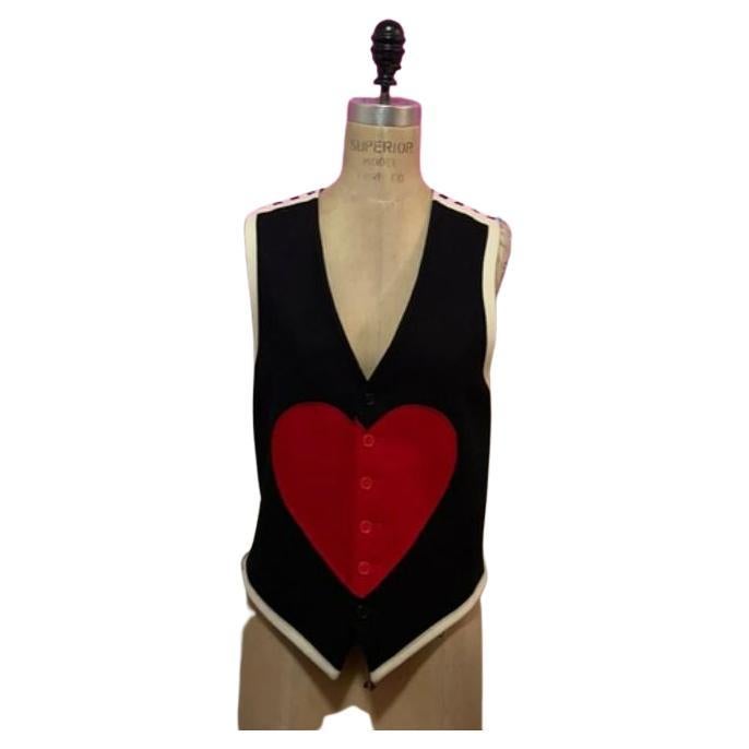 Moschino Cheap Chic Black Wool Red Heart Blazer For Sale