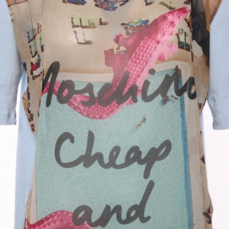 Moschino Cheap and Chic Camiseta con paneles de gasa estampada y algodón azul M Gris en venta