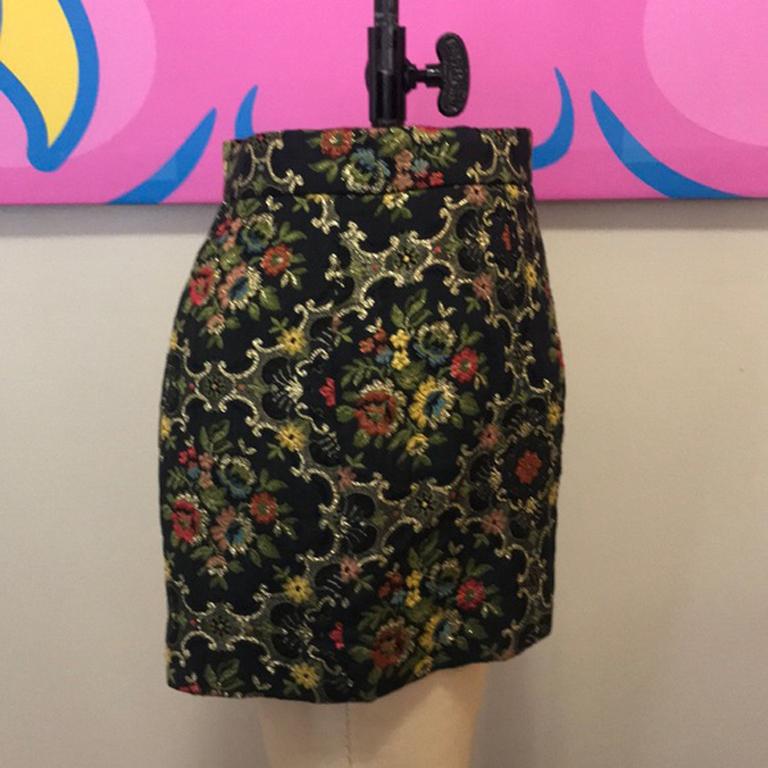 Black Moschino Cheap Chic Brocade Floral Mini Shorts