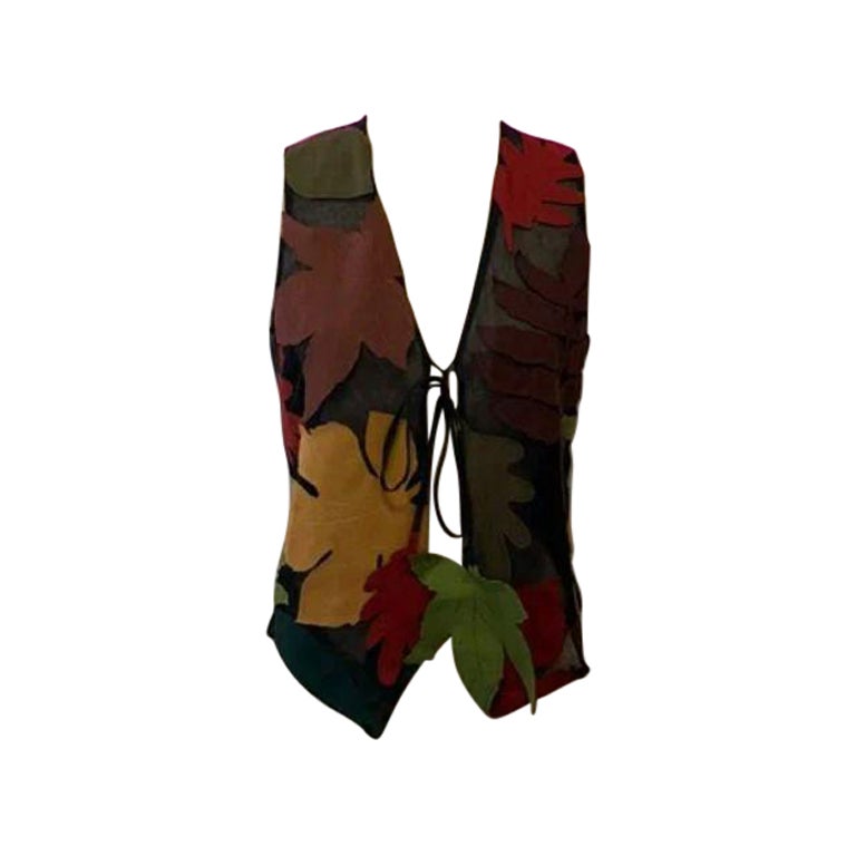 Moschino Cheap Chic Brown Green Leaf  Vest For Sale