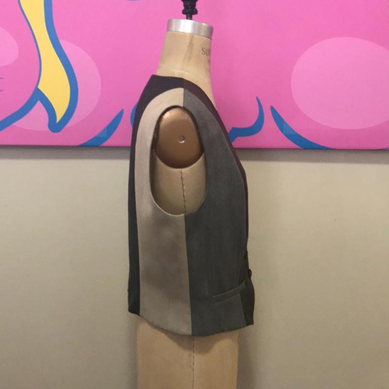 Donna Moschino Cheap and Chic Gilet in lana a righe marrone in vendita
