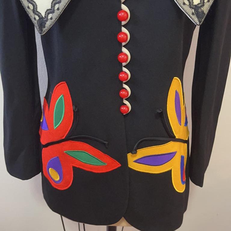 Black Moschino Cheap Chic Butterfly Blazer For Sale