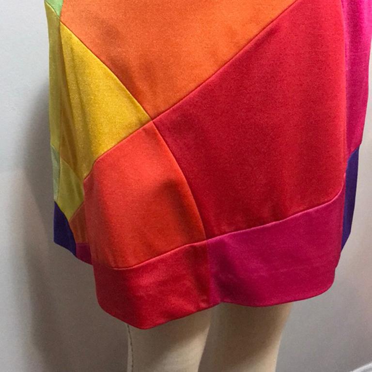 Red Moschino Cheap Chic Color Block Mini Skirt For Sale