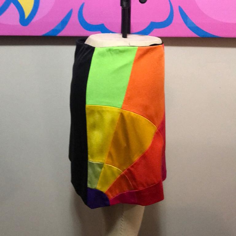 Moschino Cheap Chic Color Block Mini Skirt In Good Condition For Sale In Los Angeles, CA