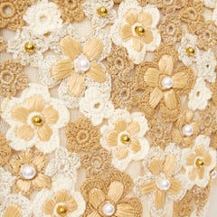 MOSCHINO Cheap Chic floral crochet faux pearl cropped bolero cardigan IT46 XL