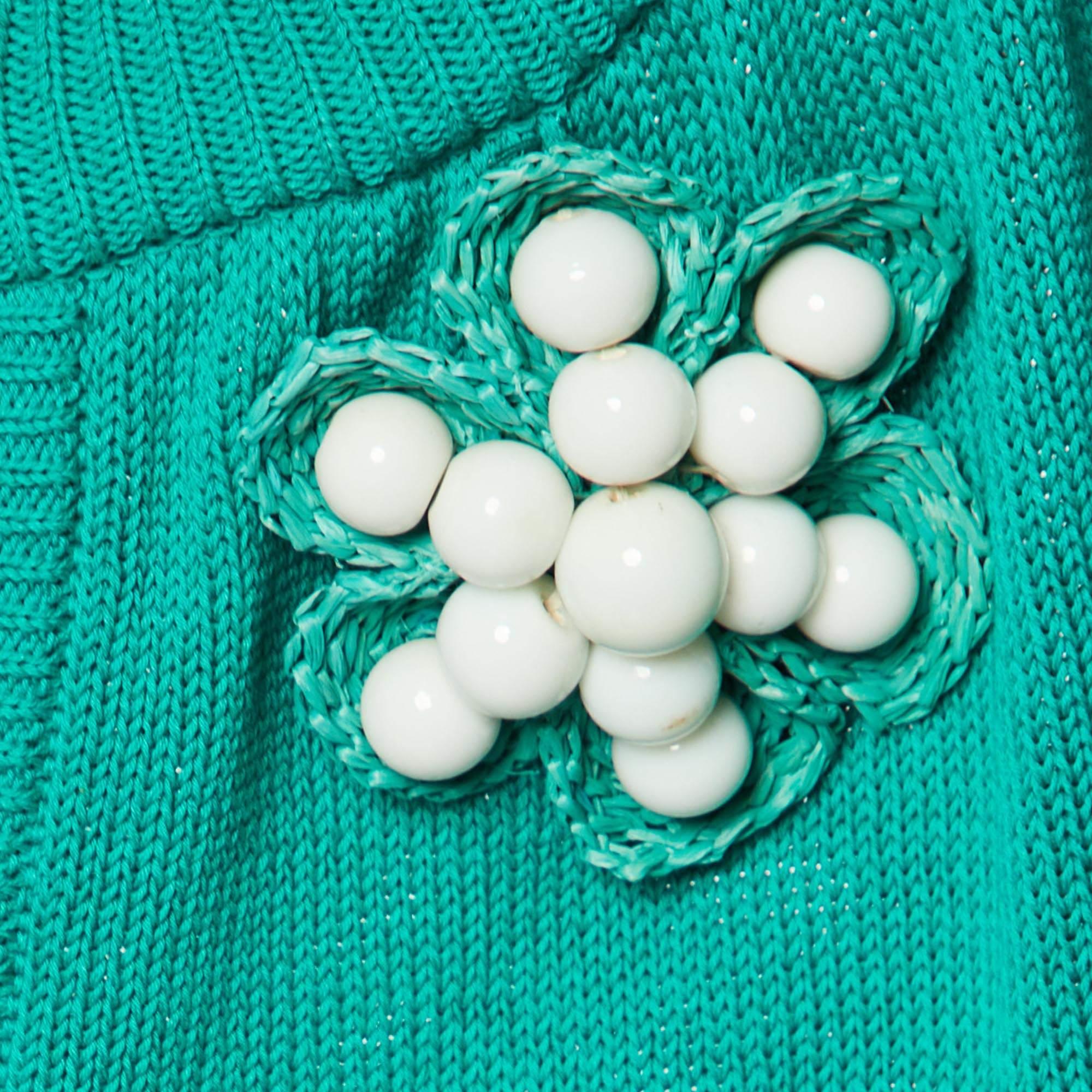 Moschino Cheap & Chic Green Beaded Detail Cardigan L In Good Condition For Sale In Dubai, Al Qouz 2