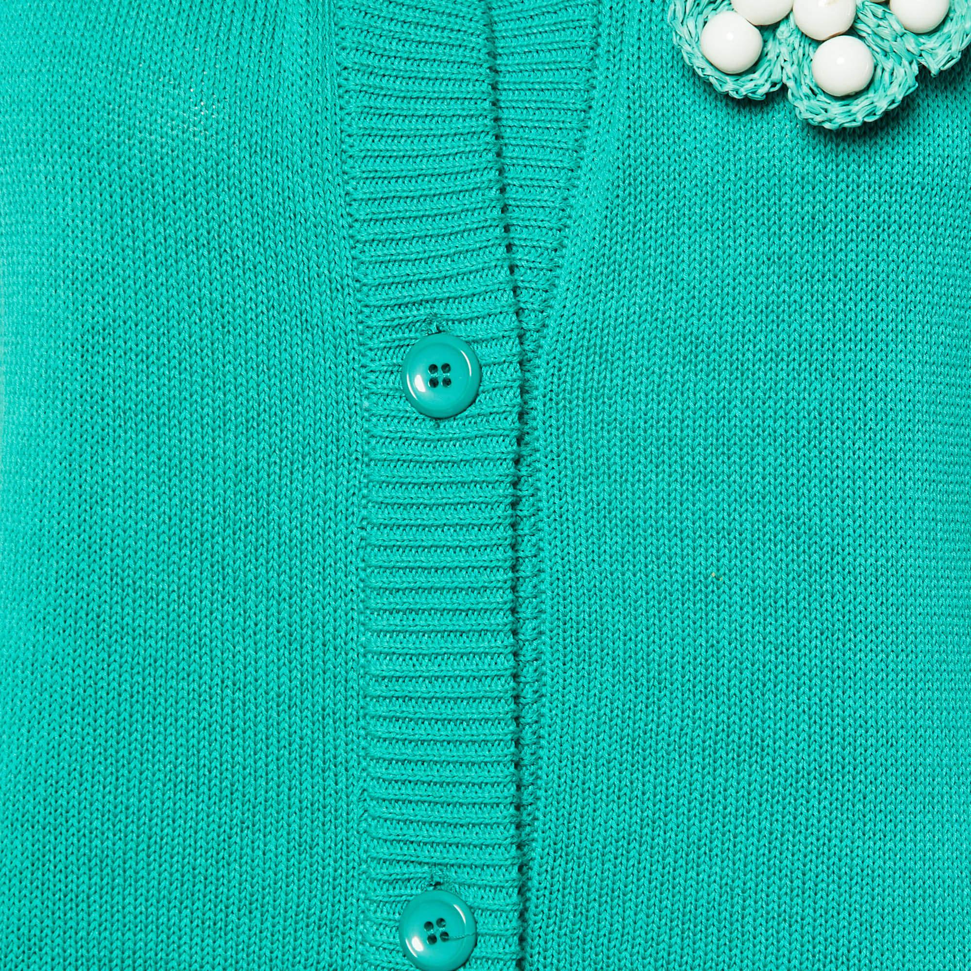 Women's Moschino Cheap & Chic Green Beaded Detail Cardigan L For Sale