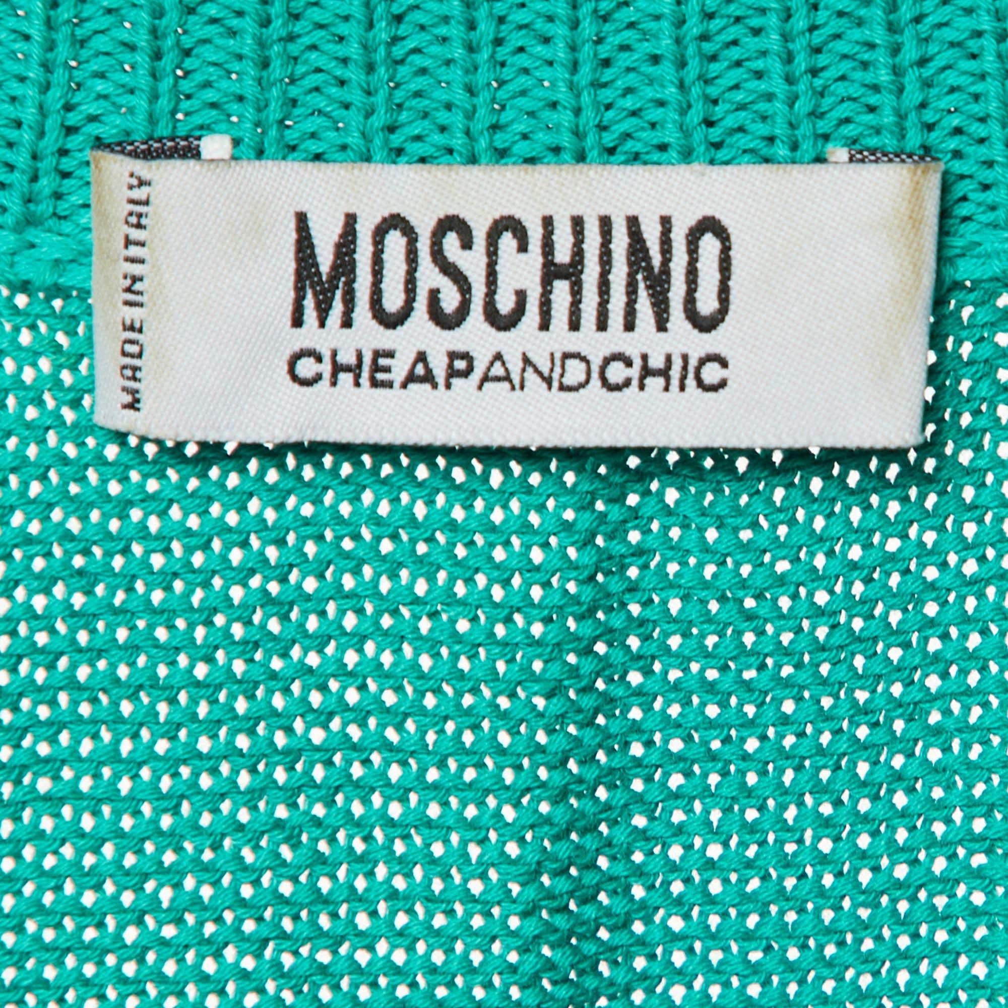 Moschino Cheap & Chic Green Beaded Detail Cardigan L For Sale 1