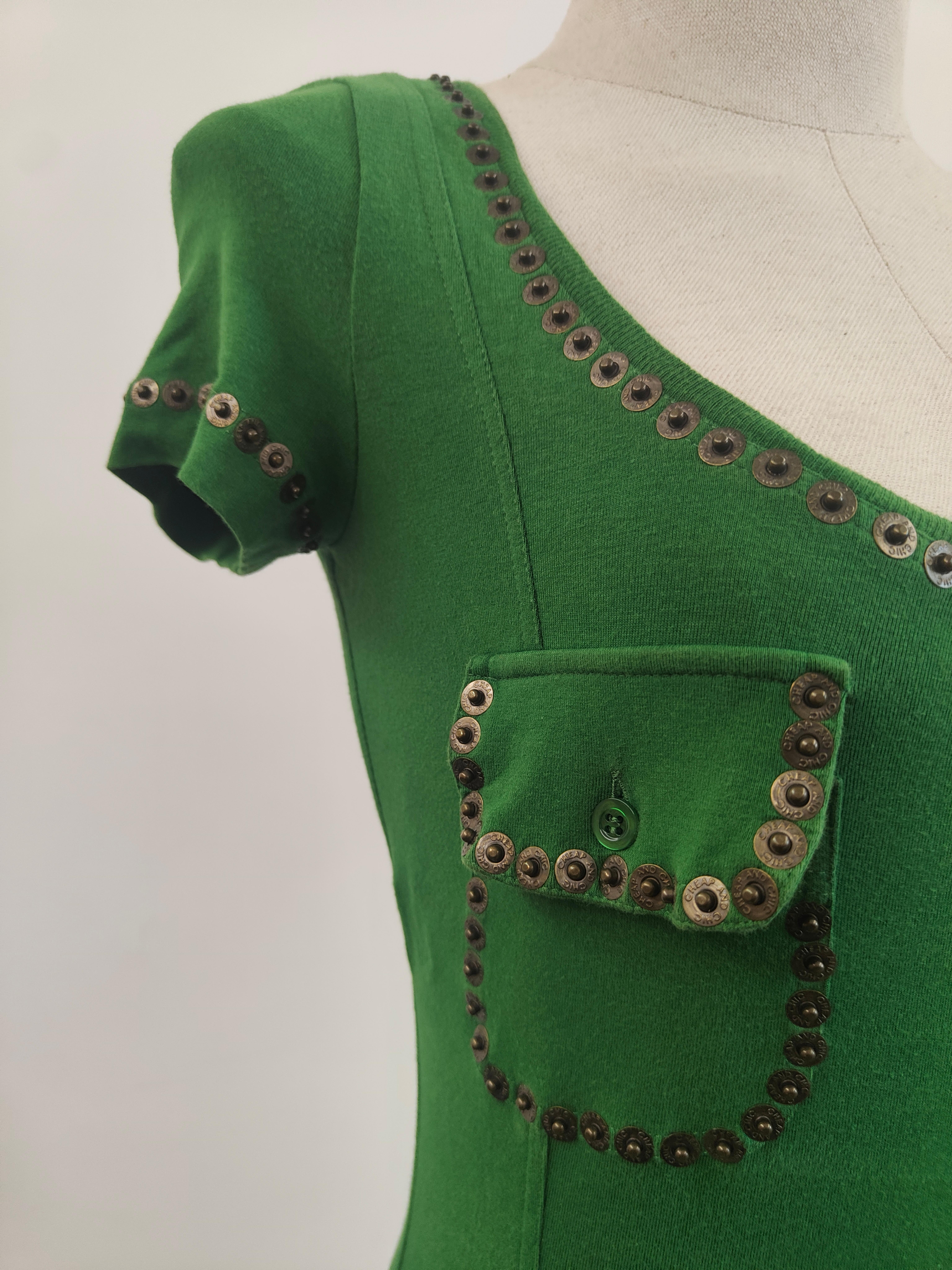 Moschino Cheap & Chic green with beads t-shirt For Sale 1