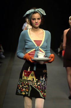 Moschino Cheap and Chic gonna ricamata a mano FW 2001