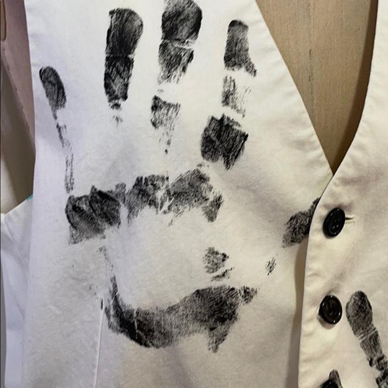 Gray Moschino Cheap & Chic Hand Print Painters Vest For Sale