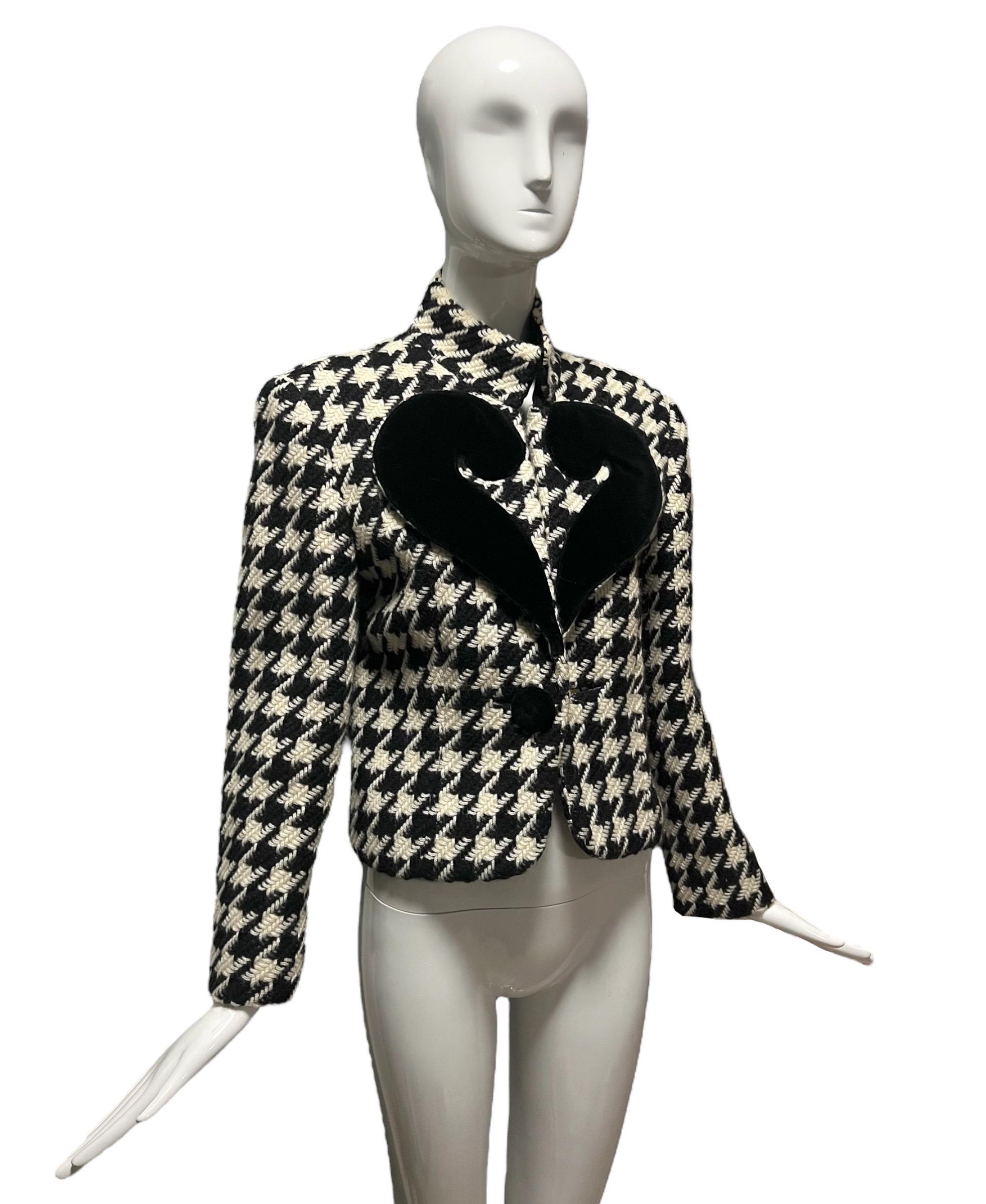 Moschino Cheap & Chic Houndstooth Question Mark Jacket In Excellent Condition For Sale In Concord, NC
