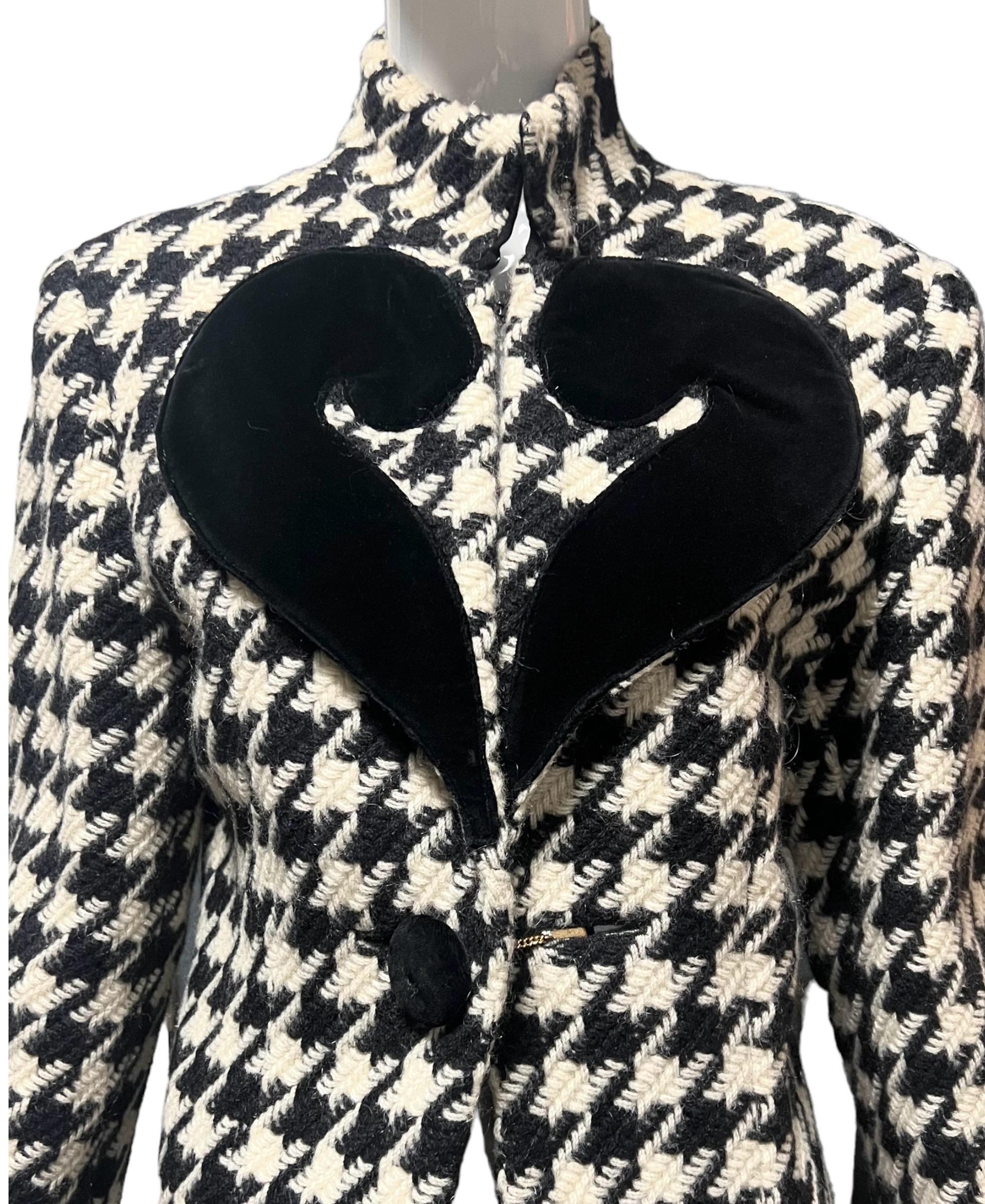 Women's Moschino Cheap & Chic Houndstooth Question Mark Jacket For Sale