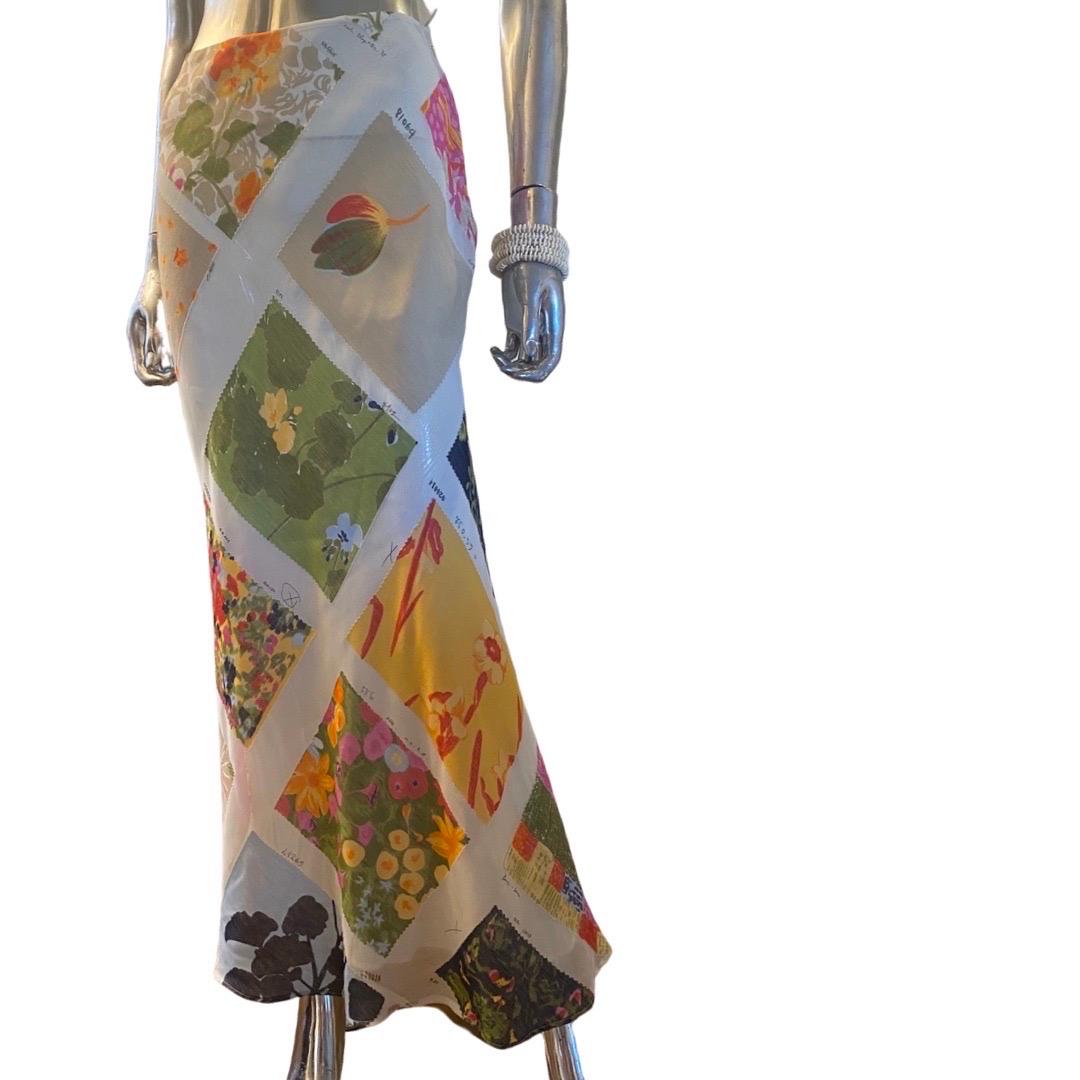 Women's Moschino Cheap & Chic Italy Vintage Floral Swatches Maxi Skirt Size 10