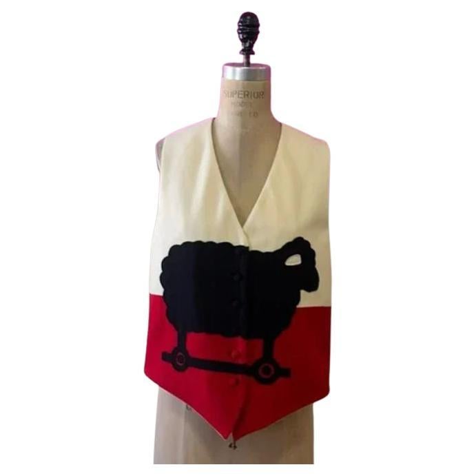 Moschino Cheap Chic Ivory Red Lamb Wool Vest For Sale