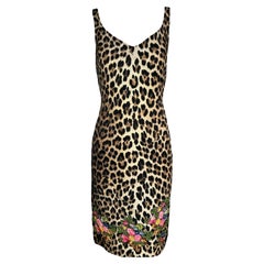 Moschino Cheap & Chic Leopard Print Dress with Embroidered Florals