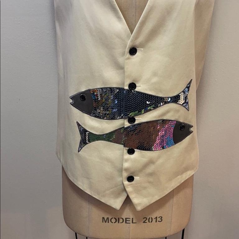 Brown Moschino Cheap & Chic Men's Fish Pisces Vest For Sale