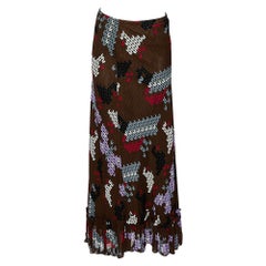 Moschino Cheap & Chic Multicolor Printed Crepe Ruffled Hem Maxi Skirt M