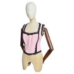 MOSCHINO billig & schick Pastellrosa & Schwarz Coquette Bustier - Korsett-Oberteil