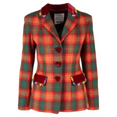 Moschino Cheap & Chic Plaid Jacket with Heart Buttons 
