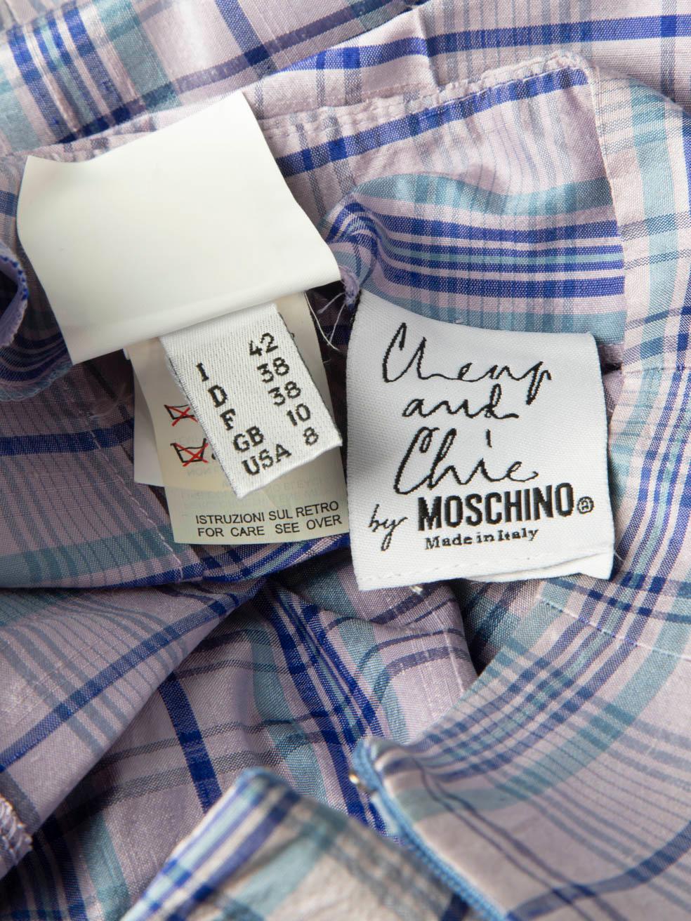 Moschino Cheap & Chic Purple Silk Checkered Trousers Size M For Sale 1