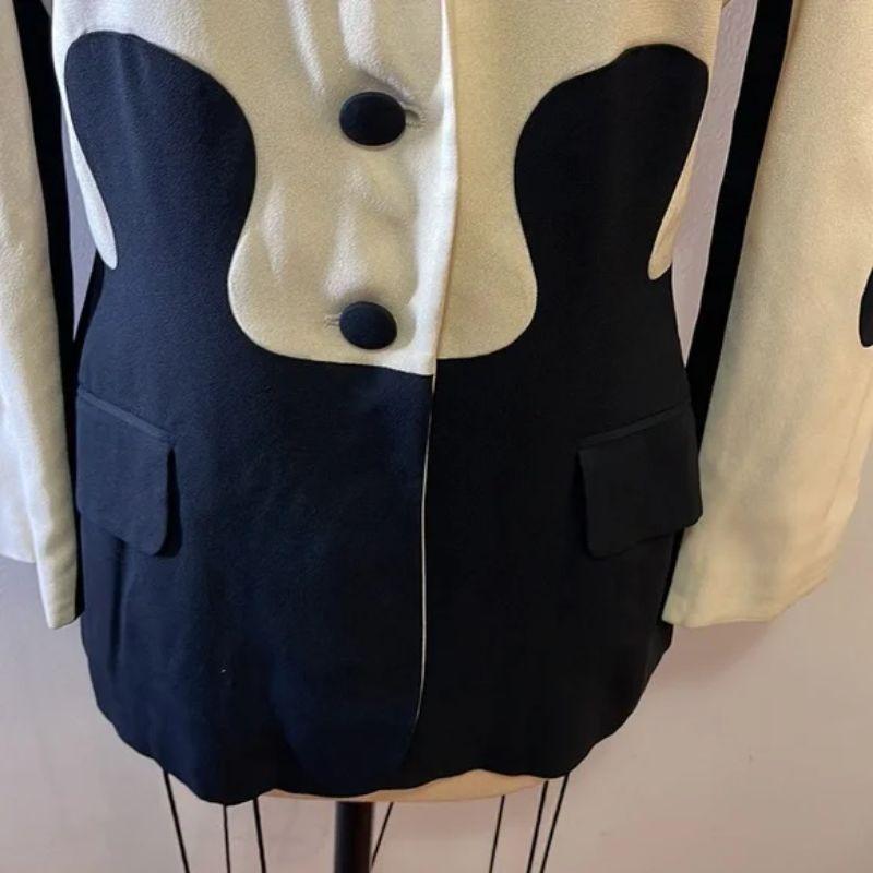 White Moschino Cheap Chic Puzzle Piece Ivory Black Blazer For Sale