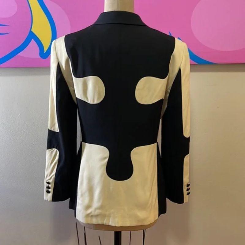Moschino Cheap Chic Puzzle Piece Ivory Black Blazer In Fair Condition For Sale In Los Angeles, CA