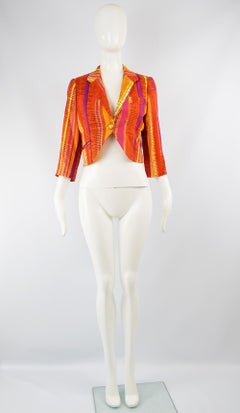 Moschino Cheap & Chic 'Recipe' Watercolor Stripe Print Cropped Jacket, 1997