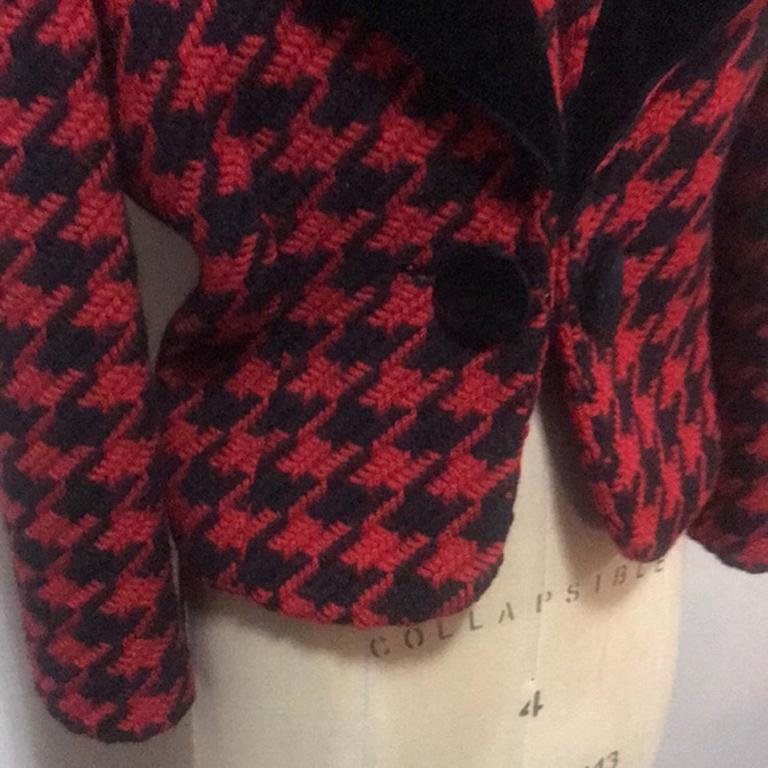 Women's Moschino Cheap Chic Red Black Houndstooth Jacket For Sale