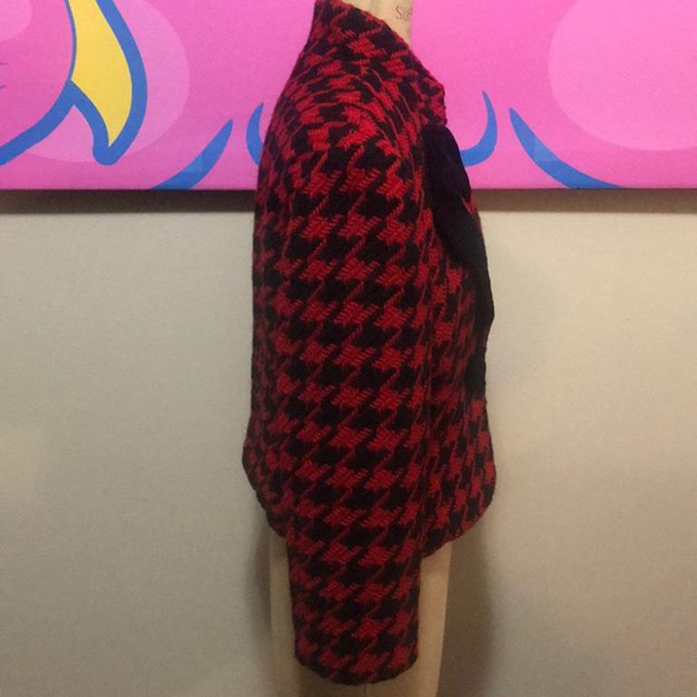 Moschino Cheap Chic Red Black Houndstooth Jacket For Sale 1