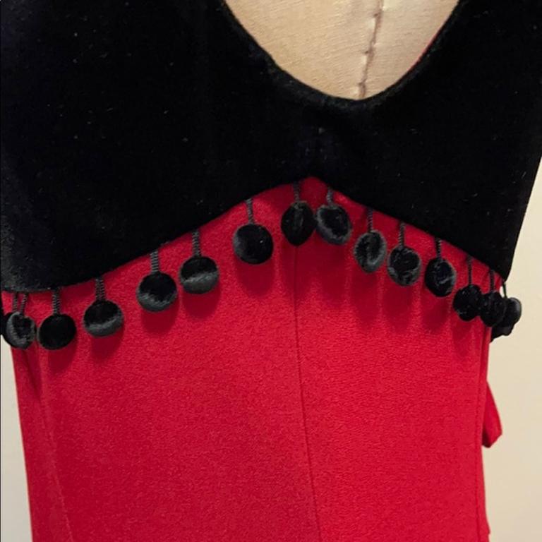 Moschino Cheap Chic Red Black Velvet Party Dress For Sale 7