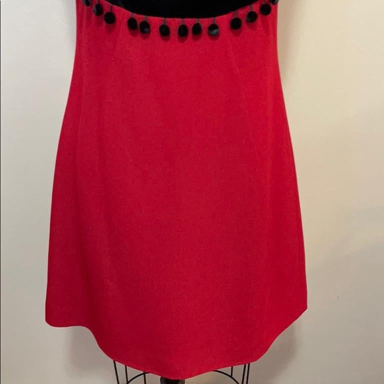 Moschino Cheap Chic Red Black Velvet Party Dress In Excellent Condition For Sale In Los Angeles, CA
