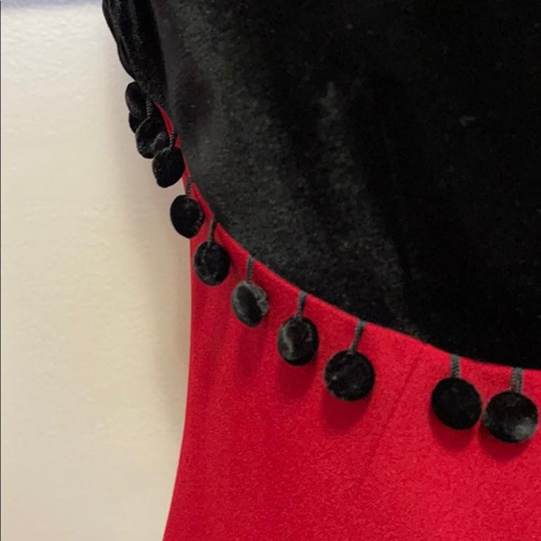 Moschino Cheap Chic Red Black Velvet Party Dress For Sale 1