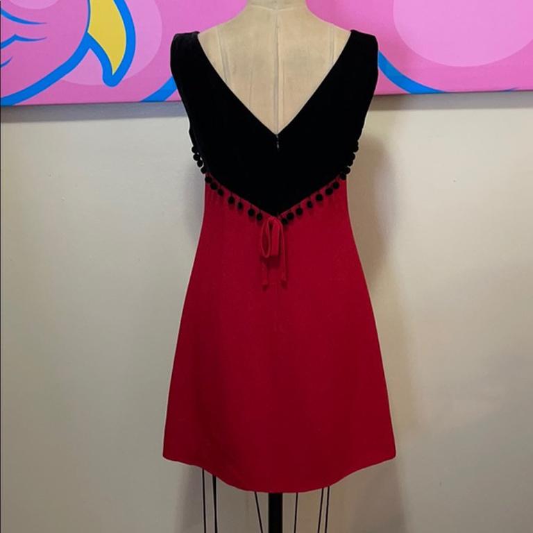 Moschino Cheap Chic Red Black Velvet Party Dress For Sale 4