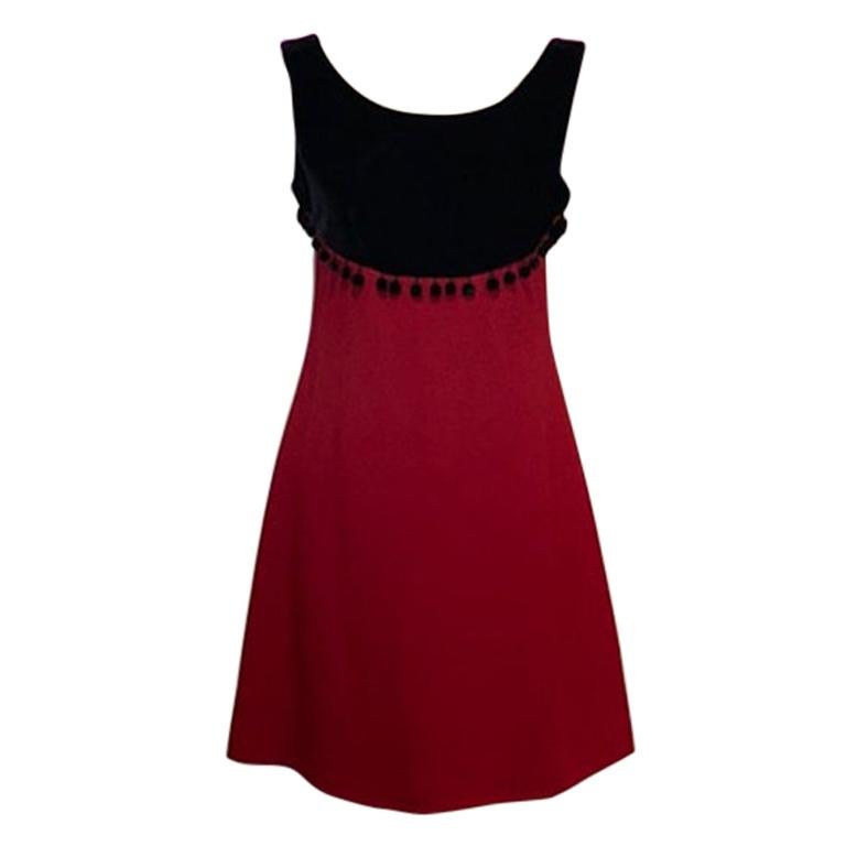 Moschino Cheap Chic Red Black Velvet Party Dress For Sale