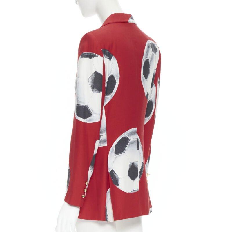 Women's MOSCHINO Cheap Chic red football soccer print gold button blazer jacket IT40 For Sale