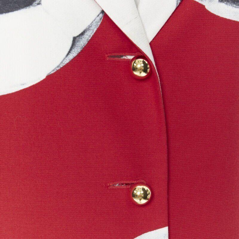 MOSCHINO Cheap Chic red football soccer print gold button blazer jacket IT40 3
