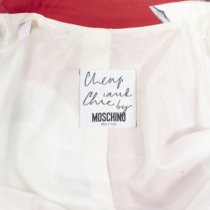 MOSCHINO Cheap Chic red football soccer print gold button blazer jacket IT40 4