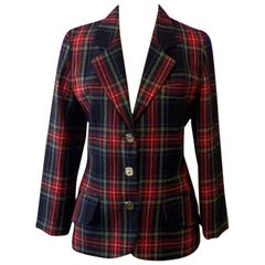 Vintage Moschino Cheap Chic Red Plaid Wool Blazer