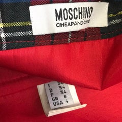 Moschino Cheap Chic Red Plaid Wool Strapless Dress
