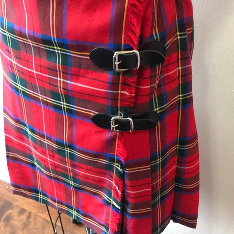 Moschino Cheap Chic Red Plaid Wool Strapless Dress In Excellent Condition For Sale In Los Angeles, CA