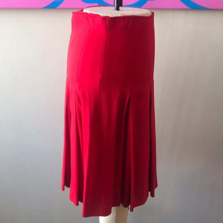 black and red pleated skirt