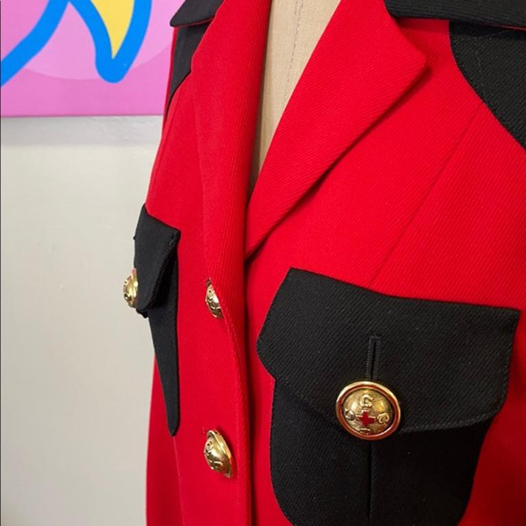Moschino Cheap Chic Red Wool Military Jacket For Sale 3