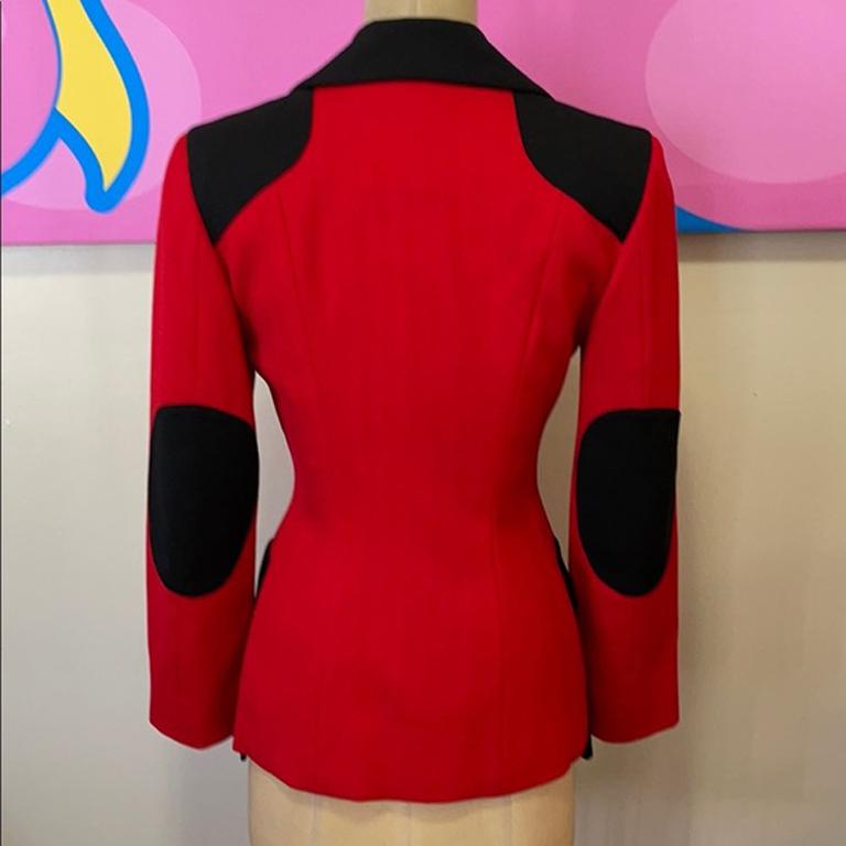 Moschino Cheap Chic Red Wool Military Jacket In Good Condition For Sale In Los Angeles, CA